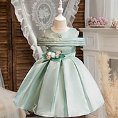 levne Párty šaty-Děti Dívčí Šaty Šaty na párty Pevná barva Bez rukávů Výkon Zvláštní příležitosti Nabírané šaty Denní Princeznovské Polyester Midi Bruslařské šaty Léto Jaro 2-12 let Více barev Světle zelená Světl
