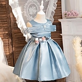 levne Párty šaty-Děti Dívčí Šaty Šaty na párty Pevná barva Bez rukávů Výkon Zvláštní příležitosti Nabírané šaty Denní Princeznovské Polyester Midi Bruslařské šaty Léto Jaro 2-12 let Více barev Světle zelená Světl