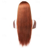 economico Parrucche di capelli veri senza cuffia-ginger# parrucca di capelli umani parrucca con meccanismo completo parrucca arancione liscia per donne nere