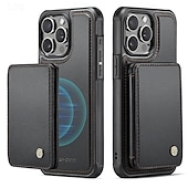 Недорогие Чехлы для iPhone-телефон Кейс для Назначение айфон 16 Айфон 15 Про Макс Плюс iPhone 14 13 12 11 Pro Max Plus Кейс на заднюю панель со стендом Съемный Магнитный Ретро ТПУ ПК Кожа PU