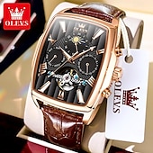 ieftine Ceasuri Mecanice-Ceas mecanic pentru bărbați OLEVS modă casual automat autoîntreținere faza lunară calendar luminos ceas din piele