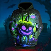 economico felpe 3d da uomo-Per uomo Zucca Stampe astratte Felpe Felpa con cappuccio Manica lunga Felpa con cappuccio Felpa Con cappuccio Giornaliero Stampa 3D Halloween Per eventi Per uscire Blu Viola Stampa Primavera &amp; Autunno