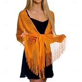 billige Sjal-Sjale Sjal til kvinner Glitter Glitrende Ermeløs Polyester Bryllup Wrap Med Dusk Til Bryllup Vår sommer