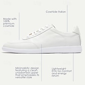 preiswerte Premium Leder Sneaker-Herren Turnschuhe Weiße Schuhe Premium-Leder Komfortabel Rutschfest Schnürsenkel Weiß