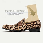 cheap Premium Leather Loafers-Men&#039;s Loafers &amp; Slip-Ons Print Shoes Dress Loafers Leather Italian Full-Grain Cowhide Comfortable Slip Resistant Loafer Yellow-Brown