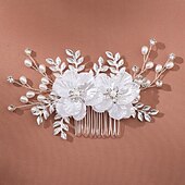 billige Hodepynt til blomsterpike-Hårkamper Hodepryd Strass Legering Bryllup cocktail Elegant Luksus Med Perle Krystalldetaljer Hodeplagg Hodeplagg