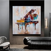 voordelige Abstracte schilderijen-piano olieverf handgeschilderde abstracte kunst geheugen rood piano schilderij muur kunst schilderij stilleven olieverf voor woonkamer slaapkamer ingang gewikkeld canvas klaar om schilderijen op te