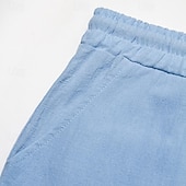 cheap Holiday-Men&#039;s Shorts Linen Shorts Summer Shorts Beach Shorts Drawstring Elastic Waist Multi Pocket Plain Comfort Breathable Short Casual Daily Holiday Fashion Classic Style Azure Black