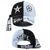 tanie Czapka baseballowa męska-Męskie Czapka z daszkiem Kapelusz Czapka Truckera Czarny Biały Bawełna Moda Codzienny Ulica Codzienny Gwiazda Regulowany Filtr przeciwsłoneczny Oddychający