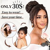 abordables Chignons-chignons Chignon A Clipser Cheveux Synthétiques Pièce de cheveux Extension des cheveux Bouclé Soirée du quotidien Usage quotidien Rouge Bordeaux Marron Grise