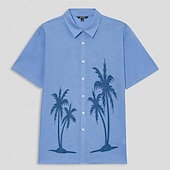voordelige Heren Elite Overhemden-Voor heren Grafisch Tropische planten Overhemd Normaal shirt Hawaiiaans overhemd Korte mouw Hawaii Mode-casual Vakantie Dagelijks Hawaii Lente &amp; Herfst Revers Afdrukken blauw Groen Grijs