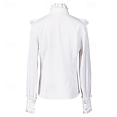 preiswerte Oberteile-Retro Vintage Mittelalterlich Renaissance Bluse / Hemd Pirat Prinzessin Einfarbig Damen Seeräuber königlich Steampunk Halloween Karneval Maskerade Alltagstauglich Erwachsene Hemd