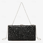 cheap Clutches &amp; Evening Bags-Chic Glitter Evening Clutch with Chain Strap - Elegant Women&#039;s Sparkle Party Purse