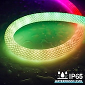 abordables Lampes néon led-bande lumineuse LED tissée étanche ws2811 rgbic tissé silicone néon adressable couleur de rêve bande lumineuse LED USB avec 15 mm éclairage à 360 degrés application de musique Bluetooth sans fil 2,4 g