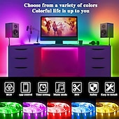 economico Strisce luminose USB-1 m 2m 3M Set luci 30-300 LED 5050 SMD 10mm 1 telecomando da 24Keys 1 set RGBIC (Colore sogno indirizzabile) Strisce LED Controllo APP Impermeabile Collagabile Alimentazione USB
