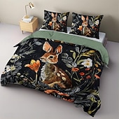 cheap Duvet Cover Sets-Retro Rainforest Rabbit Duvet Cover Set 2-piece Set 3-piece Set Lightweight Soft Short Plush Set Thick Feather Square Bed
