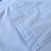economico Casual da lavoro-Per uomo Camicia Camicia di lino Camicia con colletto cinese Camicia con colletto alla coreana Camicia casual Camicia di cotone Semplice Vacanza Camicia hawaiana Bianco Blu Beige Manica Lunga