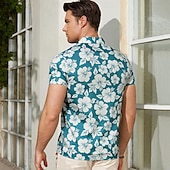 cheap Home-Men&#039;s Linen Shirt Summer Shirt Casual Shirt Beach Shirt Summer Hawaiian Shirt Flower / Plants Vacation Hawaiian Blue Short Sleeve Lapel Spring &amp; Summer Clothing Apparel Print