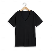 cheap Basic T shirts-Men&#039;s T Shirt Short Sleeve V Neck Summer Plain Sports Fashion Lightweight Vacation Casual Holiday Black White Red Top Tee for Men