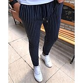baratos calça casual-Homens Calças Calça verão Calça casual Bolsos Com Cordão Cintura elástica Listra Conforto Trabalho O negócio Diário Moda Estilo Clássico Preto Azul Real Micro-Elástica