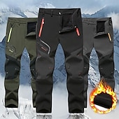 cheap Bottoms-Men&#039;s Fleece Lined Pants Waterproof Hiking Pants Trousers Softshell Pants Winter Outdoor Thermal Warm Windproof Breathable Elastic Waist Fleece Bottoms Army Navy Grey Black Hunting Fishing Skiing