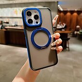 cheap iPhone Cases-Phone Case For iPhone 16 iPhone 15 Pro Max Plus iPhone 14 13 12 11 Pro Max Plus Back Cover With Magsafe with Stand Holder Support Wireless Charging Matte Frosted Retro TPU PC Metal