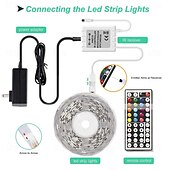 お買い得  リモコンコントロール-RGB LED ストリップ ライト キット 10-40 メートル (32.8-130 フィート) フレキシブル LED ライト ストリップ 5050 RGB SMD LED IR 44 キー コントローラー、インストール パッケージおよび 12V アダプター キット付き