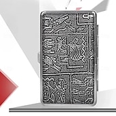 voordelige Rookgerei-leren sigarettenetui met elastische band, metalen frame, geschikt voor 20 sigaretten, beschermende houder voor handgerolde sigaretten