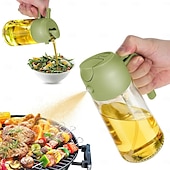 abordables Utensilios de cocina y gadgets-Rociador y dispensador de aceite de vidrio 2 en 1, 16oz para cocina, botella de aceite de oliva de 470ml, rociador de aceite para cocinar, cocina, ensalada, barbacoa