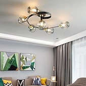 baratos Montagem Embutida &amp; Montagem Semi Embutida-Luz de teto led 4/6 cabeça de vidro metal e27 nórdico criativo mágico lâmpada de teto pequeno quarto, lustre pessoal conciso moderno, para sala de estar comercial lâmpada de sala de jantar, sala de