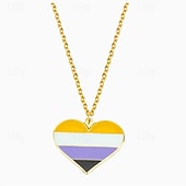 baratos Parada do Orgulho de dezembro-Colar com pingente em forma de arco-íris da lua do orgulho, moda personalizada, simples, homossexual, camada única, colar