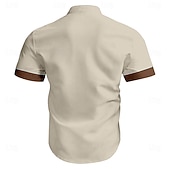 economico camicie western da uomo-Men's Shirt Western Shirt Cowboy Shirt Short Sleeve Western Style Tribal Summer Spring Shirt Collar Yellow Green Khaki Dark Blue
