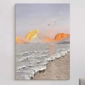 preiswerte Ölgemälde-handgemaltes 3D-Minimalismus-abstraktes Leinwandgemälde, handgemachte tonale Wellenkunst, strukturiertes Berg-Meer-Gemälde, Wandkunst, Wabi-Sabi-Wandkunst, Gemälde für Wohnzimmer, Malerei, stilvolle