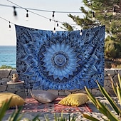 halpa Mandala Matto-mandala boheemin sininen vihreä roikkuu kuvakudos seinä taide iso kuvakudos seinämaalaus sisustus valokuva tausta peitto verho koti makuuhuone olohuoneen sisustus