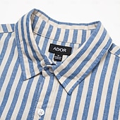 preiswerte Herren Elite Hemden-Herren Hemd Sommerhemd Freizeithemd Knopfhemd Schwarz Blau Langarm Streifen Revers Urlaub Alltagskleidung Bekleidung Baumwolle 100% Baumwolle Mode Hawaiianisch Lässig
