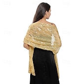 cheap Shawls-Shawls Women&#039;s Wrap Elegant Bridal Sleeveless Chiffon Wedding Wraps With Sequin For Party Spring &amp; Summer