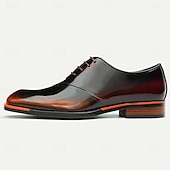 cheap Classic Dress Shoes-Elegant Men&#039;s Cognac Patent Leather Oxford Shoes with Lace-Up Detail - Perfect for Formal Occasions
