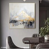 voordelige Olieverfschilderijen-minimalistisch abstract bergschilderij handgeschilderd extra groot landschap folie schilderij muur kunst grijs goud canvas schilderij op canvas grote muur kunst abstract schilderij voor woonkamer