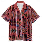 tanie Retro vintage druk-Męskie Wzór geometryczny Etnické Koszula hawajska Koszula Aloha Krótkie rękawy Koszula Wieczorne Hawajskie Ośrodek wczasowy Na zewnątrz Urlop Ulica Żółty Czerwony S M L