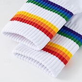 cheap Men&#039;s Socks-Men&#039;s 2 Pack Multi Packs Socks Crew Socks Running Socks Casual Socks Black White Color Rainbow Sports &amp; Outdoor Daily Vacation Basic Medium Spring Fall Fashion Casual