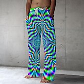 cheap Men&#039;s Printed Casual Pants-Men&#039;s Pants Trousers Mid Waist Drawstring Elastic Waist Hawaiian Holiday Beaches Straight Leg Trousers Summer Spring Fall 3D Print Black Yellow Red