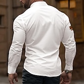 preiswerte Ethnisches Muster-Herren Hemd Knopfhemd Langarm Vintage Brautkleider schlicht Urlaub Täglich Sommer Frühling Stehkragen Opa Kragen 3D-Druck Weiß