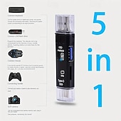cheap Cell Phone Cables-5-in-1 Card Reader OTG Android Multi-function TF Card Reader USB Multi-in-one