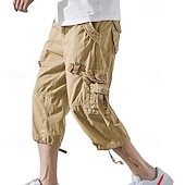 cheap Outdoor-Men's Capri Cargo Shorts Cargo Shorts Shorts Capri Pants Hiking Shorts Leg Drawstring 6 Pocket Plain Comfort Outdoor Daily Going out Fashion Streetwear Black Army Green
