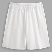 baratos Clássico-Homens Calção Shorts de linho Shorts de verão Bermudas Bolsos Com Cordão Tecido Conforto Respirável Comprimento do joelho Diário Praia Roupa de rua Casual / esportivo Preto Branco Micro-Elástica