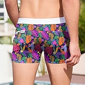 preiswerte Tropische Pflanzen &amp; Blumen-Herren Blatt Pflanzen Blume Badeshorts Boardshorts Badeshorts Badehose Schwimmshorts Mittlere Taillenlinie Modisch Designer Surfen Festtage Strand Tasche Kordelzug Elastische Taille Designer