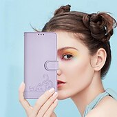 Недорогие Чехлы для iPhone-телефон Кейс для Назначение айфон 16 Айфон 15 Про Макс Плюс iPhone 14 13 12 11 Pro Max Plus Mini SE Кейс на заднюю панель со стендом Магнитный с ремешком Кот Ретро ТПУ Кожа PU