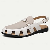 billiga Kjol sandaler-Herr Sandaler Romerska skor PU Läder Andningsfunktion Bekväm Halksäker Spänne Svart Vit