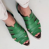 ieftine Sandale casual-sandale de damă cu decupaj din piele artificială – pantofi minimaliste în stil pescar pentru călătorii de vară, plimbări și ținute casual