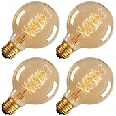 economico Lampadine a incandescenza-4pcs 40 W E26 / E27 G80 Giallo caldo 2200 k Incandescente Vintage Edison Lampadina 220-240 V / 110-130 V